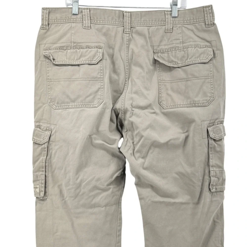 Wrangler Mens Khaki Tan Straight Leg Cargo Pant Cotton Workwear Utility Tactical